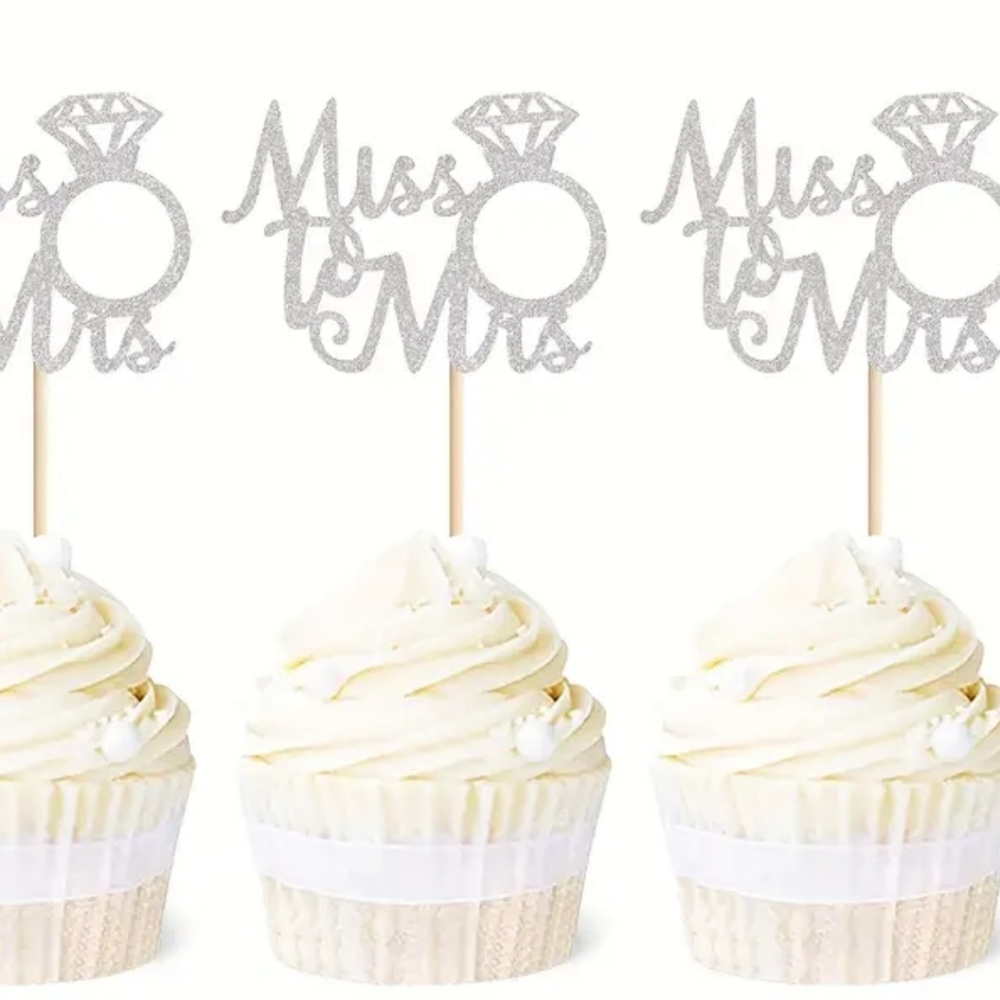 12 piece cupcake toppers for bridal shower or wedding
